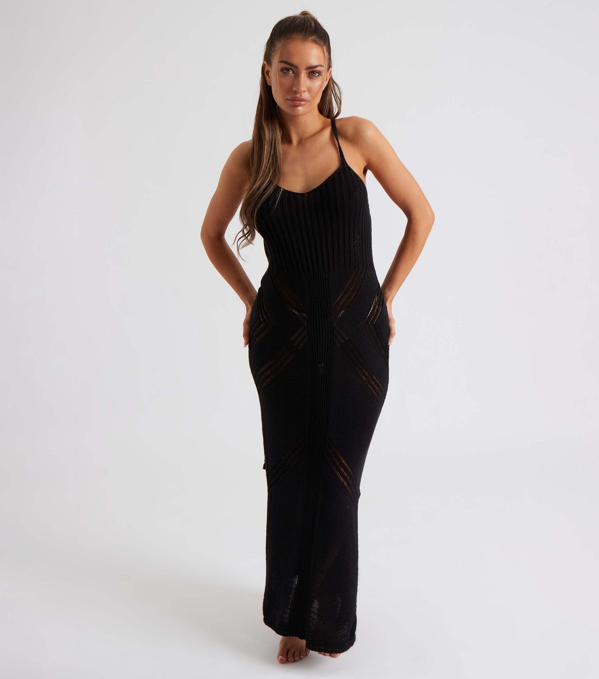 Women's Black Knit Maxi Slip Dress Urban Bliss New Look