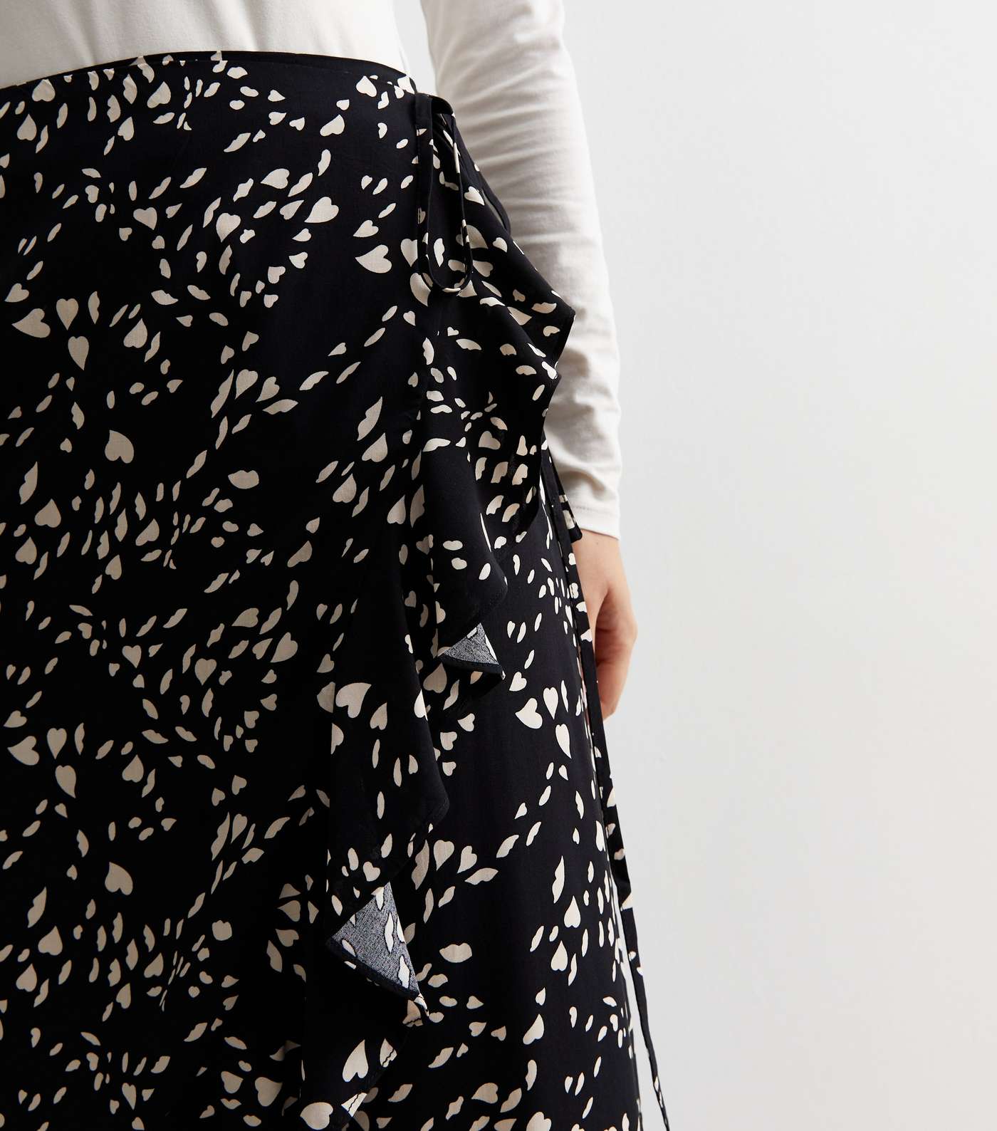 Gini London Black Animal Print Wrap Midi Skirt Image 2