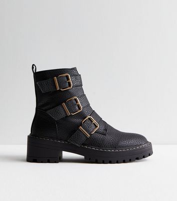 Black biker boots new look sale