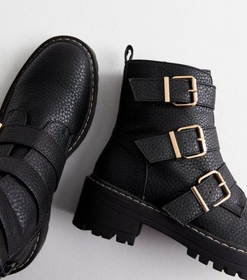 River island clearance black buckle boots