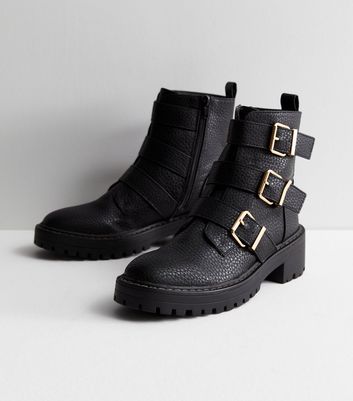 River island black deals buckle boots