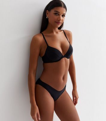 Black Plunge Underwired Bikini Top New Look