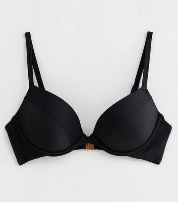 Black Plunge Underwired Bikini Top New Look