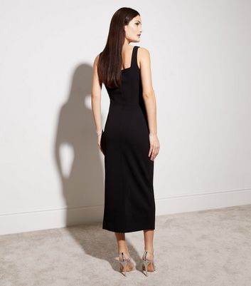 Strappy square neck outlet ruched midaxi dress