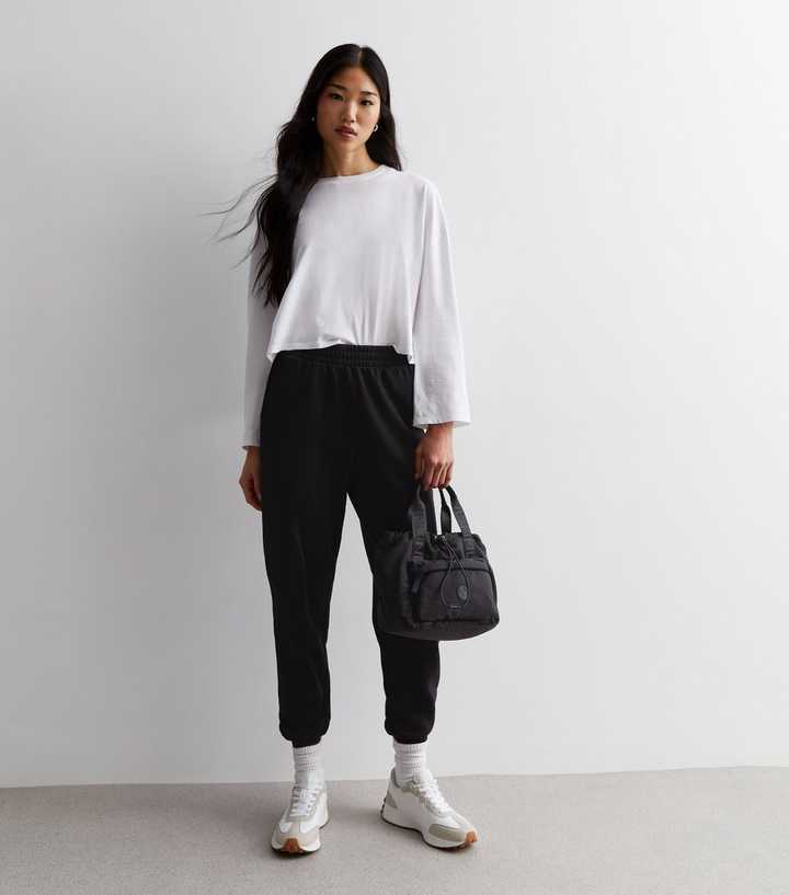 Black Cotton-Blend Cuffed Joggers