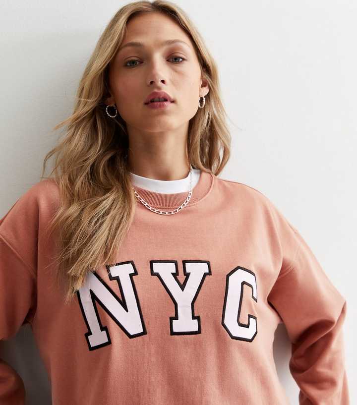 Coral NYC Logo Sweatshirt | New Look