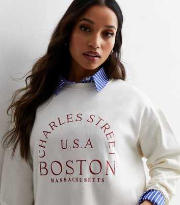 Petite Off White Boston Logo Sweatshirt