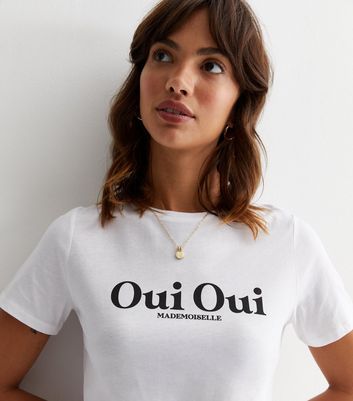 White Cotton Oui Oui Logo T Shirt New Look