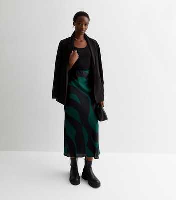 Tall Black Swirl Print Satin Bias Cut Midaxi Skirt
