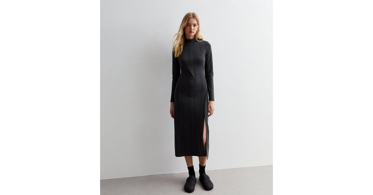 Emerald Green Shirred High Neck Midaxi Dress