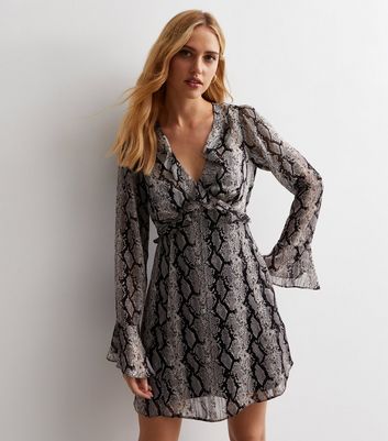 New look snake print wrap clearance dress