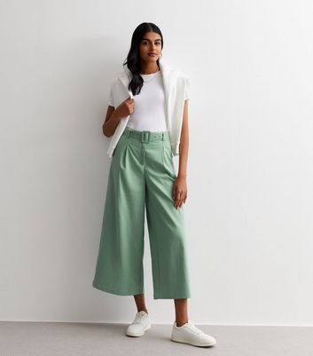 Mint green wide leg sales trousers