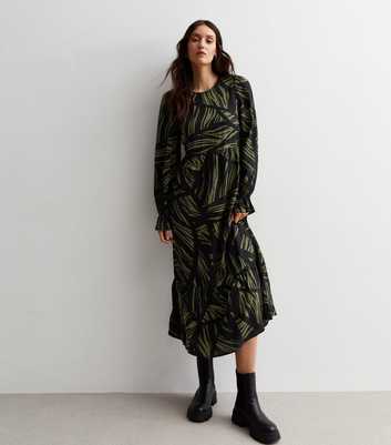 Green Abstract Print Midaxi Dress