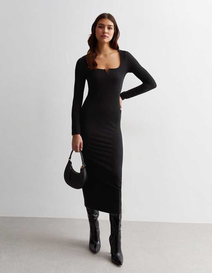 Gown Black Knit Dress Forever 21 Tight Sweater Dress VintageClothing  Women's 2025 Fall Long Sleeve Sweater Dress Square Neck Side Slit Bodycon  Ribbed Knit Slim Fit Midi Dress Midi Sweater Dress For Women