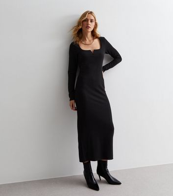 Fashion new look black ribbed dress