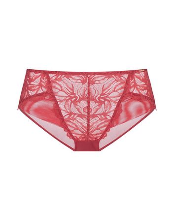 Dorina Red Leafy Lace Briefs New Look