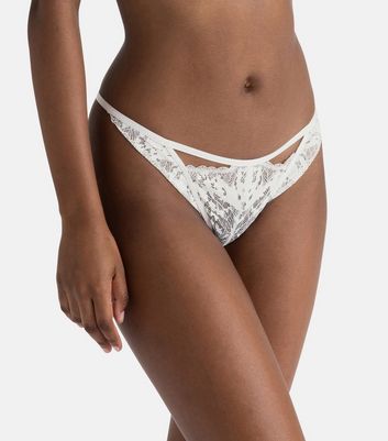Dorina Lace Panelled Thong Briefs New Look