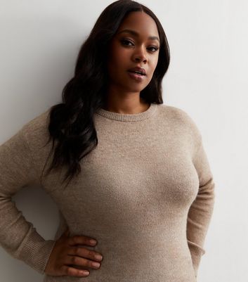 Curves Light Brown Crew Neck Jumper New Look