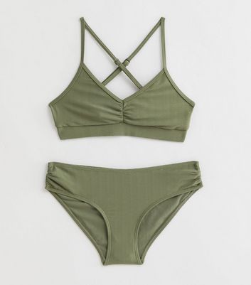 Girls Khaki Textured Bikini Set New Look