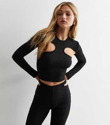 Pink Vanilla Black Textured Cut Out Top