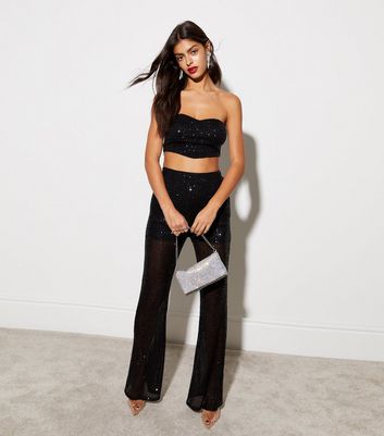 Plus Wet Look High Waisted Ruched Bum Flared Trousers | boohoo