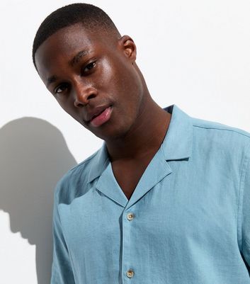 Pale Blue Linen Blend Short Sleeve Shirt | New Look