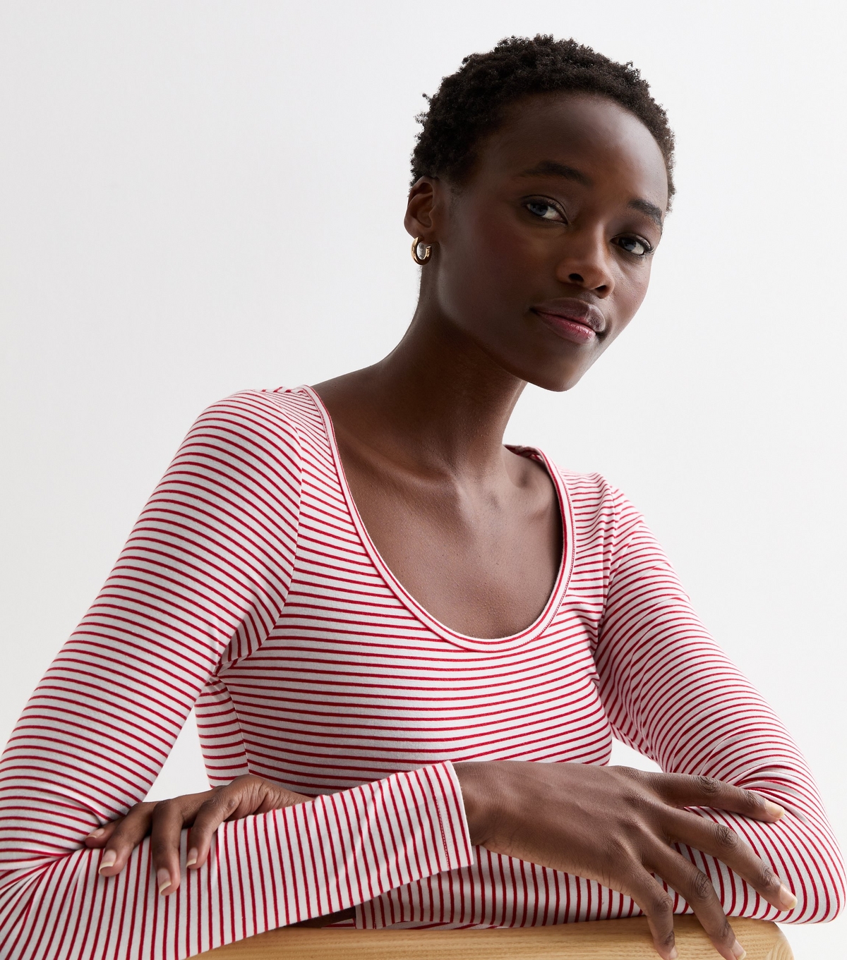 Women's Tall Red Stripe Scoop Neck Bodysuit New Look