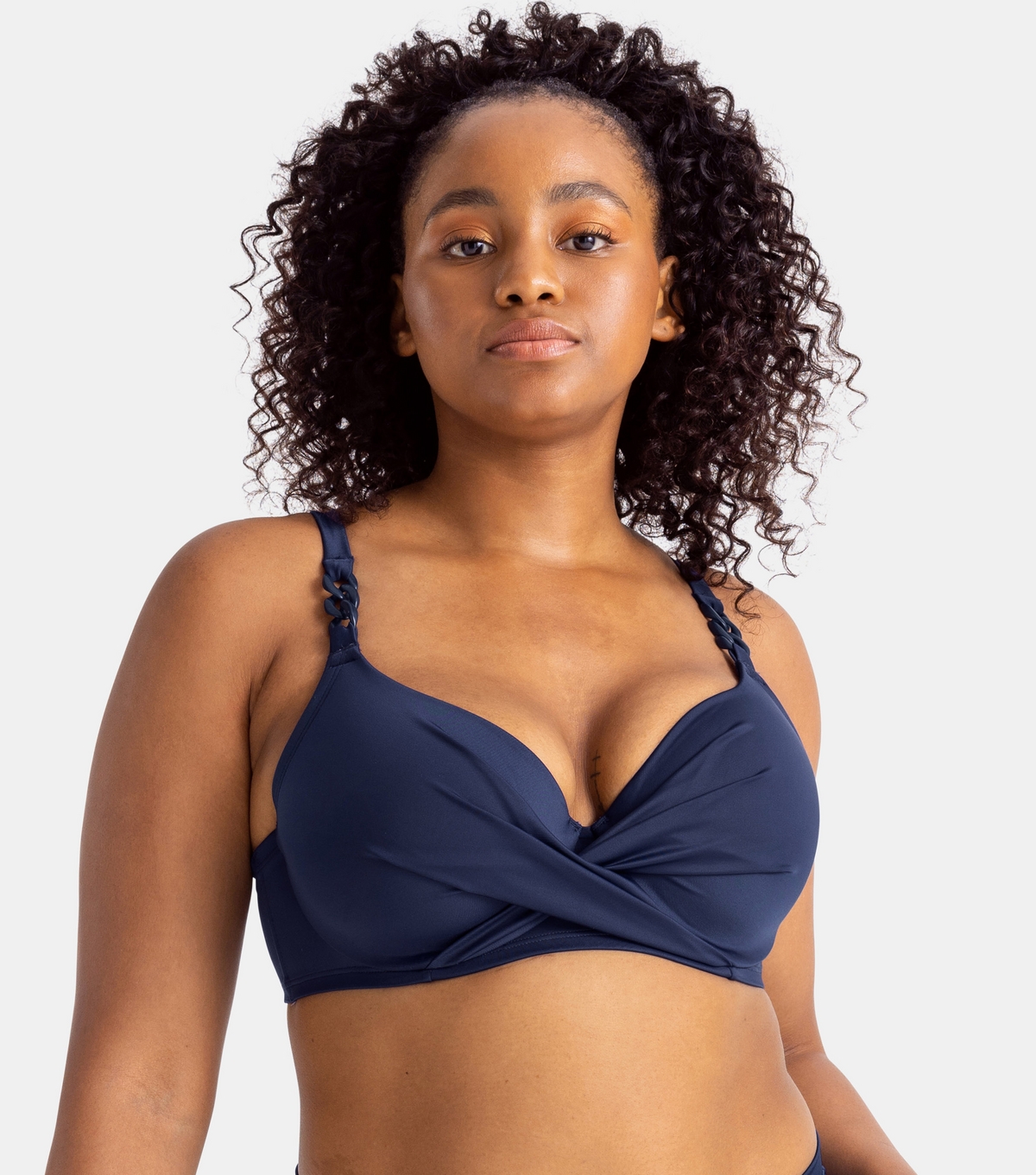 Women's Curve Blue Twist Bikini Top Dorina New Look