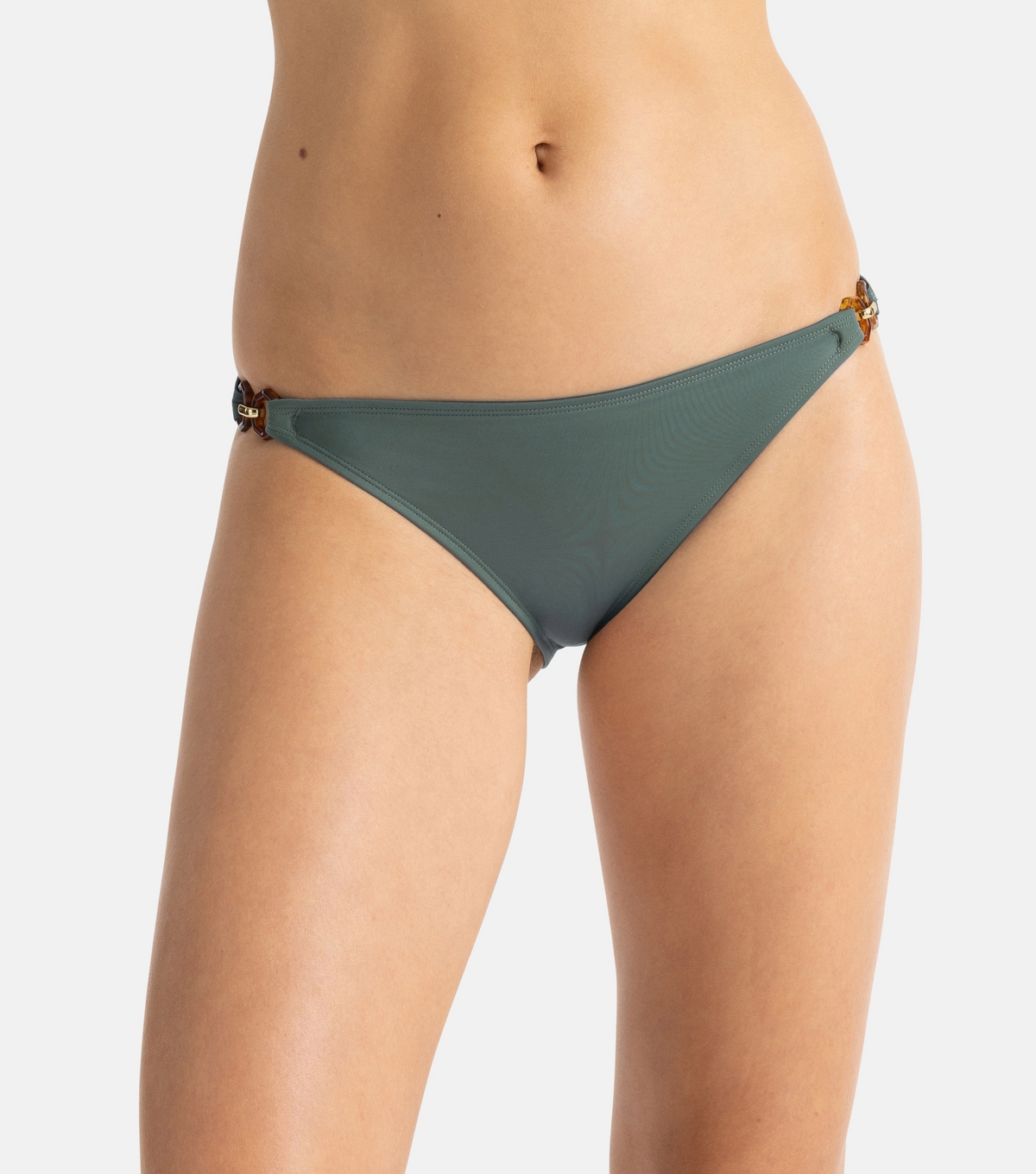 Women's Green Low Rise Metal Trim Bikini Bottoms Dorina New Look