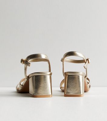 Gold sandals hot sale low block heel