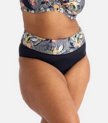 Dorina Curves Black Floral Print Bikini Bottoms