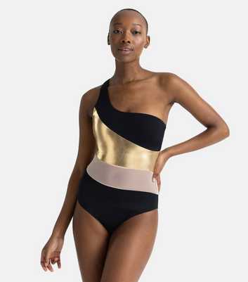 Dorina Black Colour Block One Shoulder Swimsuit