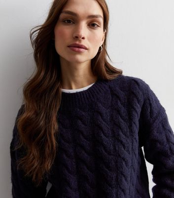 Cable knit 2025 navy jumper