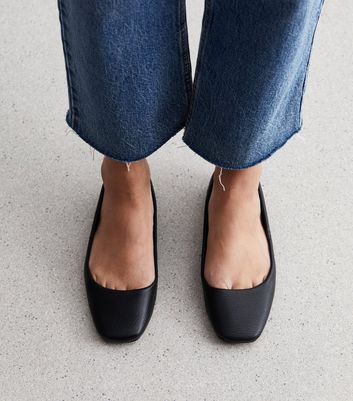 Square toe black cheap flats