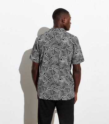 Men's Black Abstract Print Short Sleeve Shirt New Look