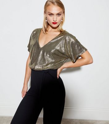 Black and gold deals jumpsuit new look