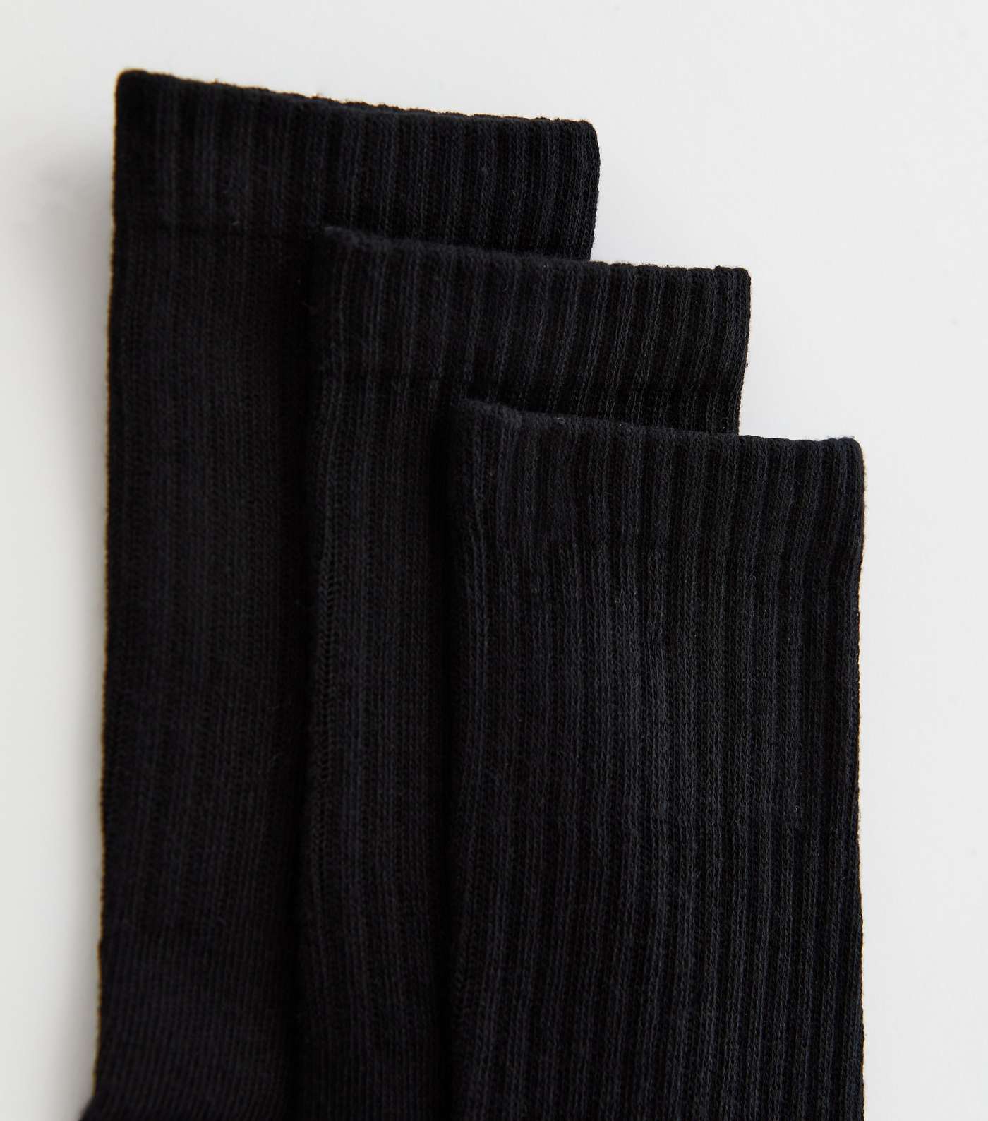 3 Pack Black Ribbed Tube Socks Image 2