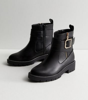 Ladies black hot sale buckle boots