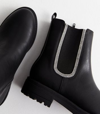 Black diamante chelsea outlet boots