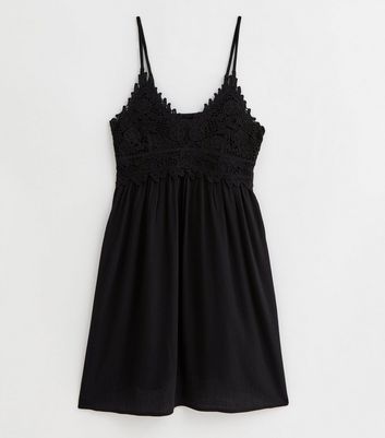 Black crochet mini dress best sale