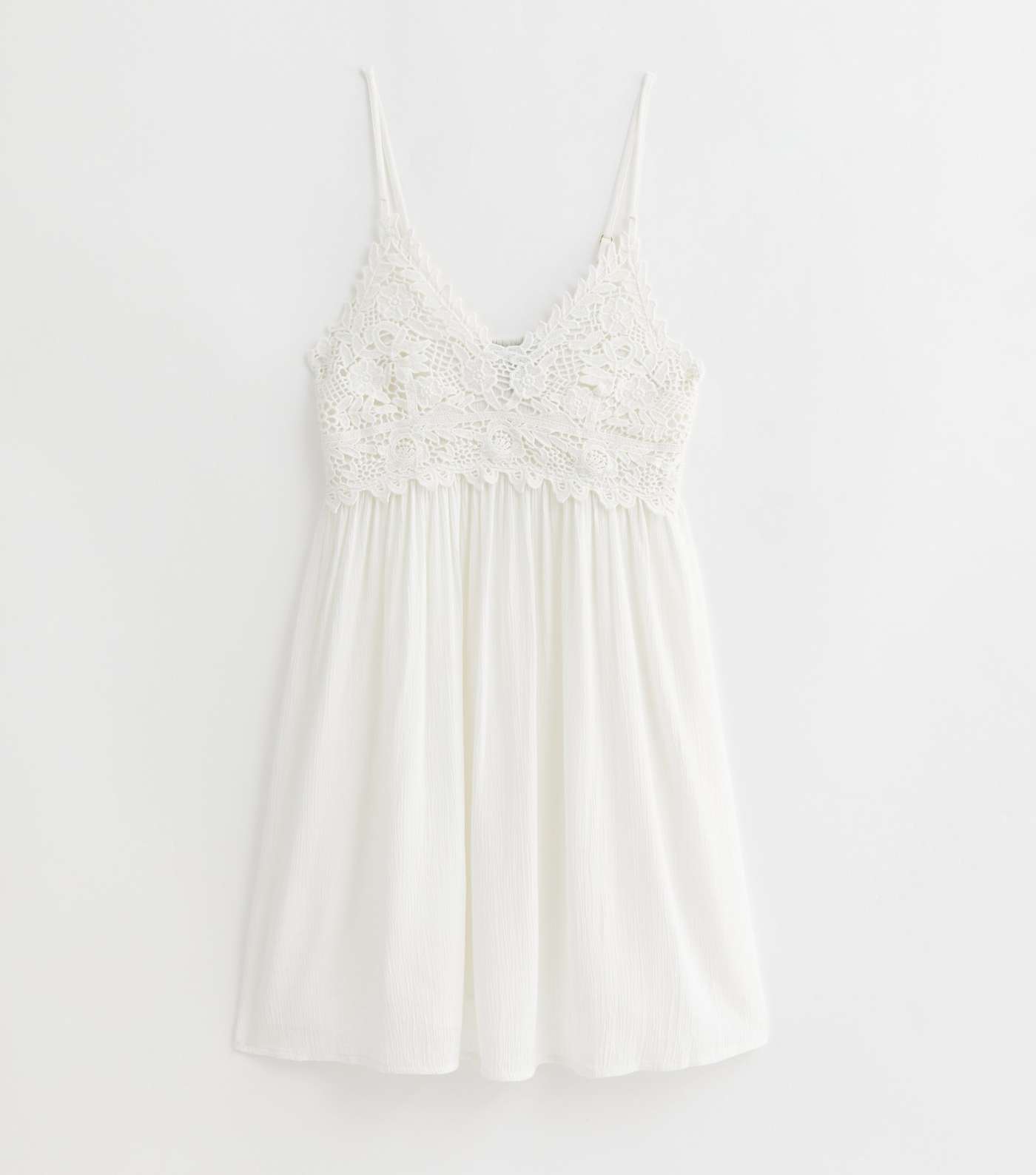 White Crochet Strappy Mini Beach Dress Image 5