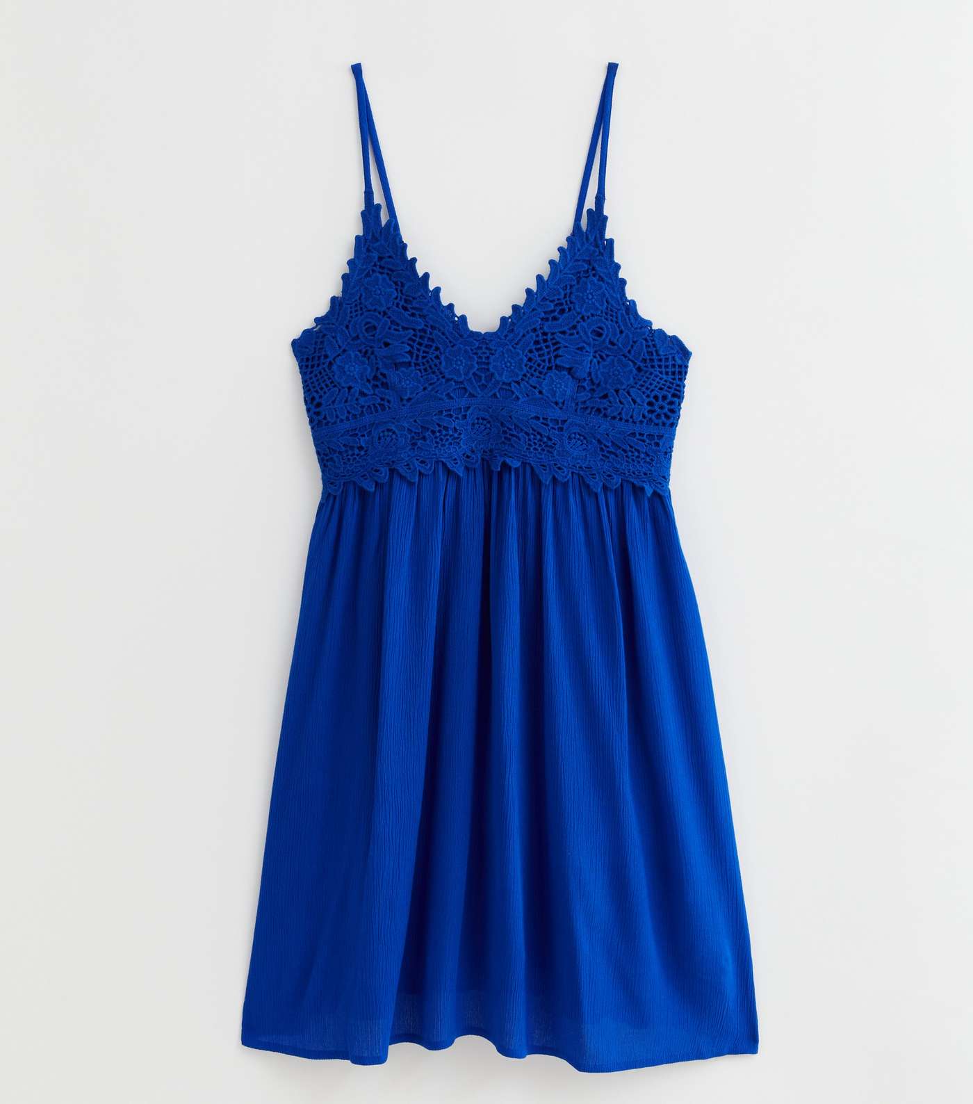 Blue Crochet Strappy Mini Beach Dress Image 5