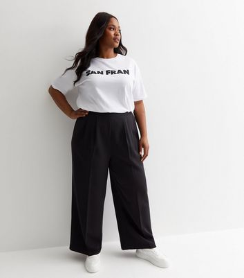 Black wide leg trousers best sale new look