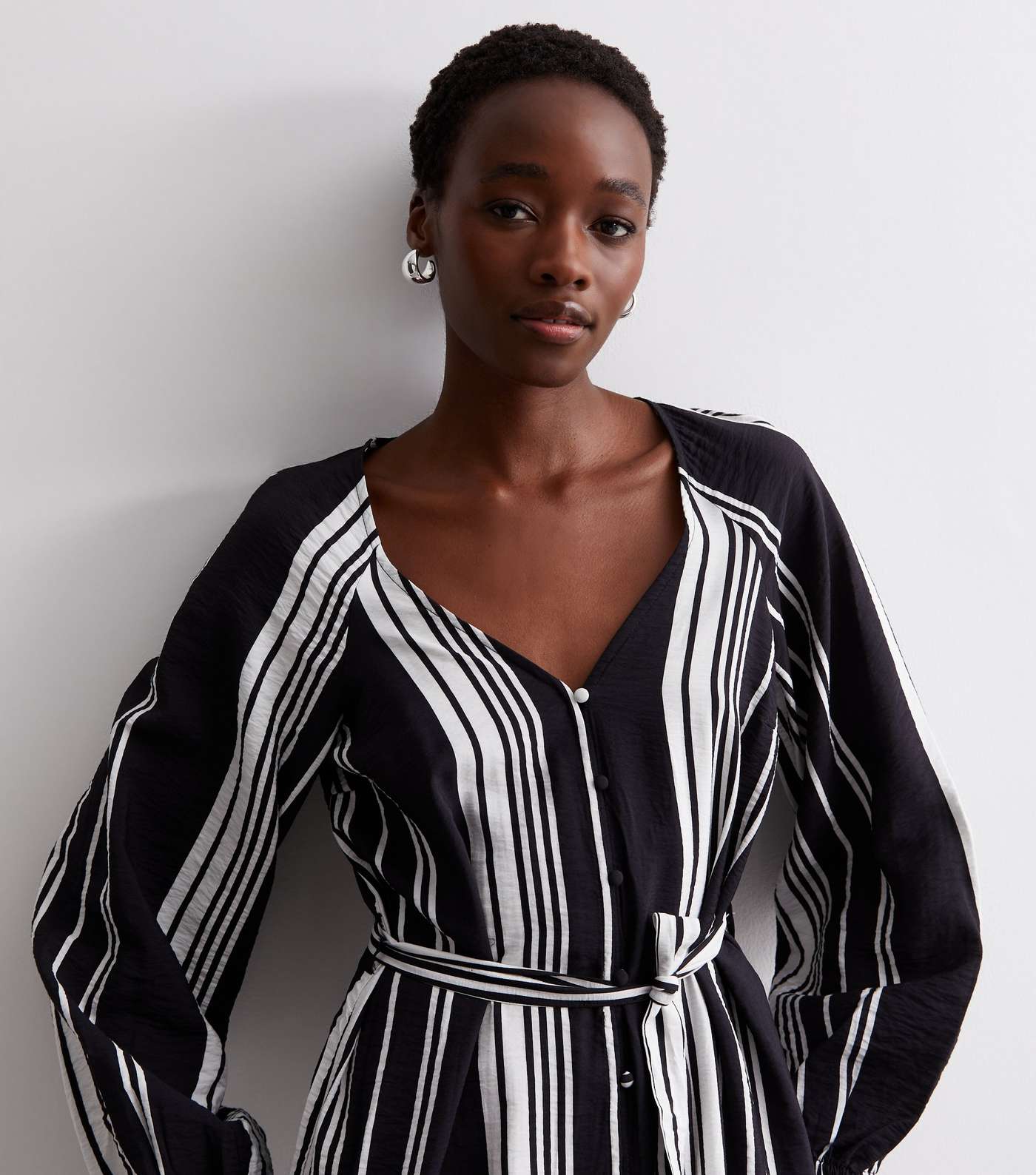 Tall Black Stripe Belted Maxi Dress Image 2