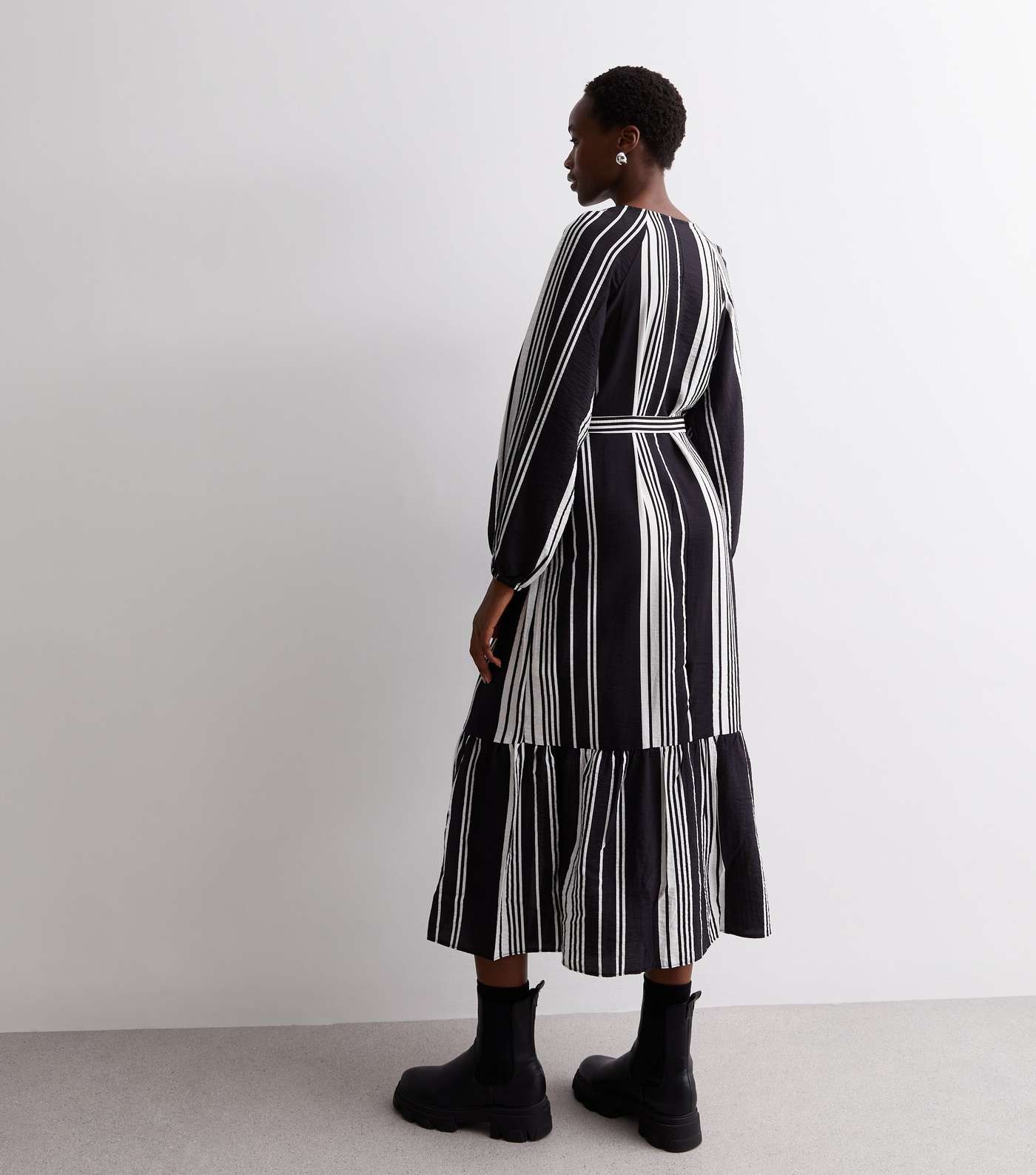 Tall Black Stripe Belted Maxi Dress Image 4