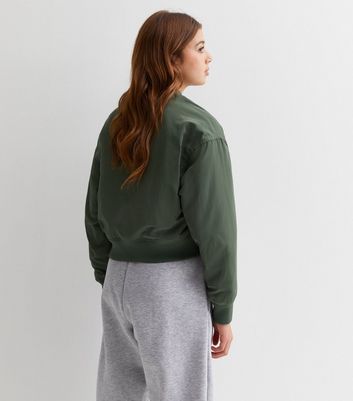 Girls Khaki Utility Bomber Jacket New Look