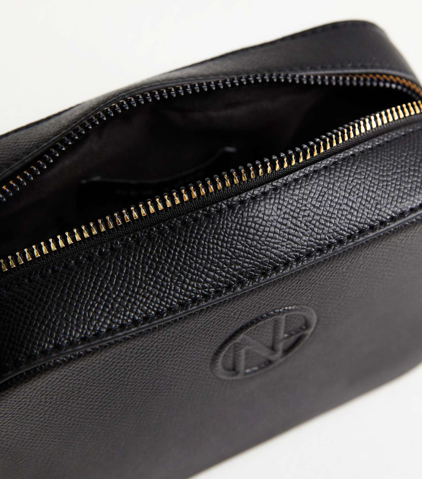 Black Leather-Look Embossed Mini Camera Cross Body Bag Image 5