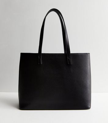 Black Leather Look Tote Bag Trio Set