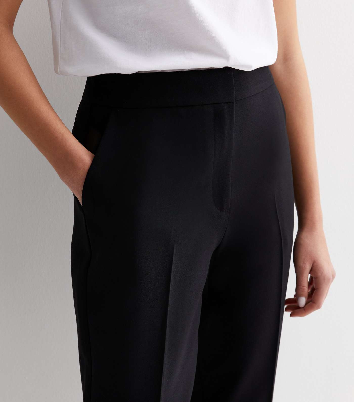 Black Slim Fit Short Length Trousers Image 2