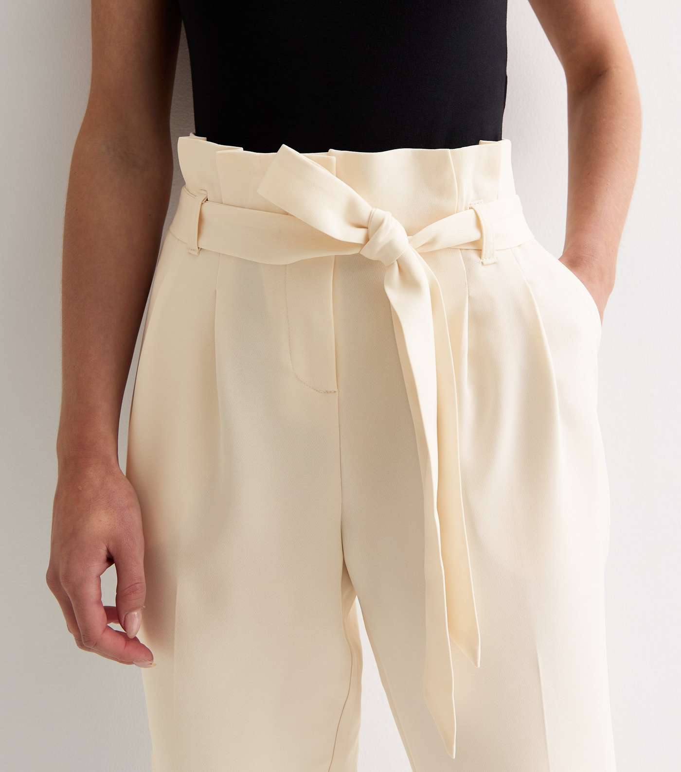 Petite White Paperbag Trousers Image 2